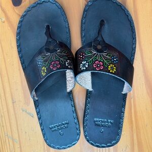 Black Floral Sandals